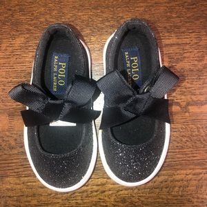 Polo Ralph Lauren Kids Baby Girls Braylon Fashion Sneaker Black Glitter Size 4.5